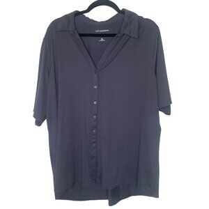 Port Authority Ladies 3XL Button-Up Shirt Dark Gray Short Sleeve Stretch Fabric